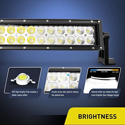 Nilight - 70016C-A 32" 180W Curved Spot Flood Combo High Power LED Driving Lamp LED Light Bar Off Road Fog Driving Work Light for SUV Boat Jeep Lamp