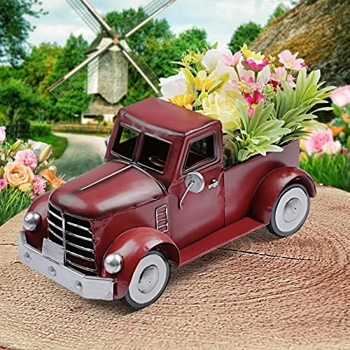 Red Truck Farmhouse Table Decor, Farm Metal Car Tabletop Ornament - Image 3