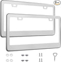 2 Pack License Plate Frames, Stainless Steel Car License Plate Cover Car by QUANQIUFEI