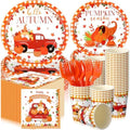 Sliner 180 Pcs Thanksgiving Disposable Dinnerware Set, Red Car Pumpkin by Sliner