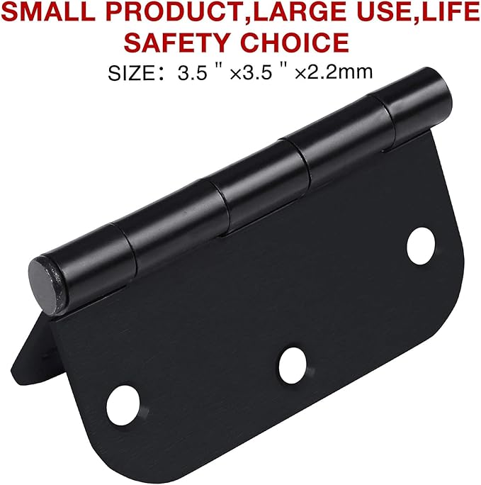 42 Pack Matte Black Door Hinges 3.5 Inch 5/8" Radius, Interior 3 1/2" Bi-fold - Image 5