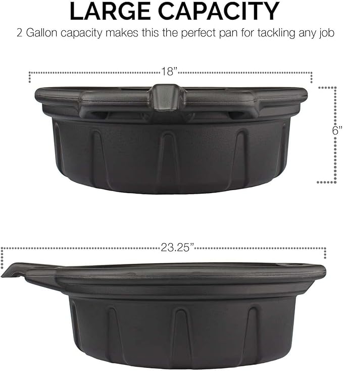 NEIKO 20762A Oil Drain Pan | Black Plastic Anti Splash | Motor Oil Drip Catcher - Image 2