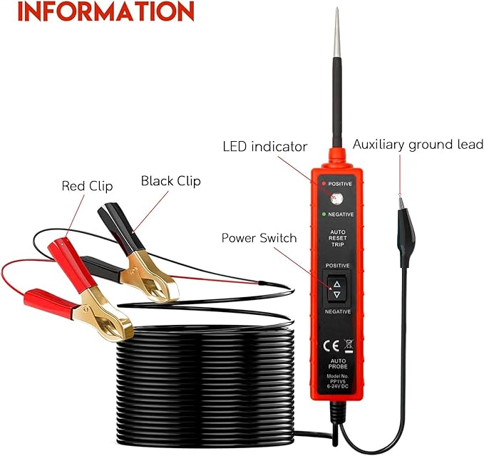 Power Circuit Probe Tester, 6-24V DC Circuit Tester, Test Light Automotive - Image 7