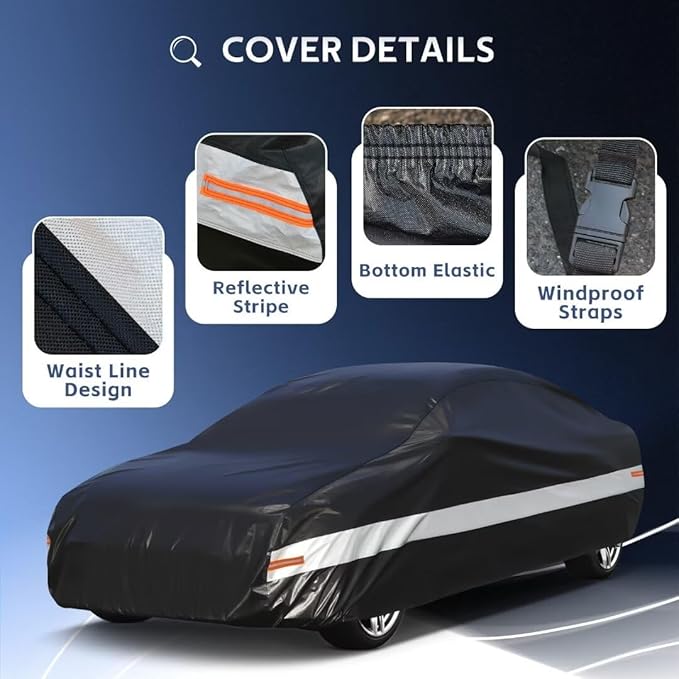 10 Layers Car Cover Custom Fit for Ford Mustang, GT500 Waterproof All Weather - Image 4
