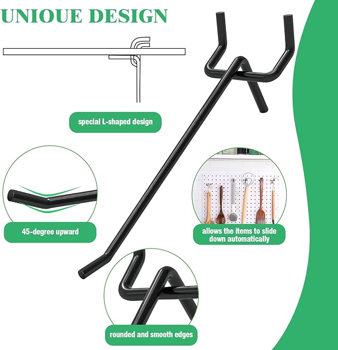 50Pcs 4"/10CM Pegboard Hooks Assortment Set, Metal Peg Board Hooks - Image 4