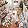 U'Artlines Christmas Kitchen Rugs and Mats Set of 3, Gingerbread Village by UArtlines