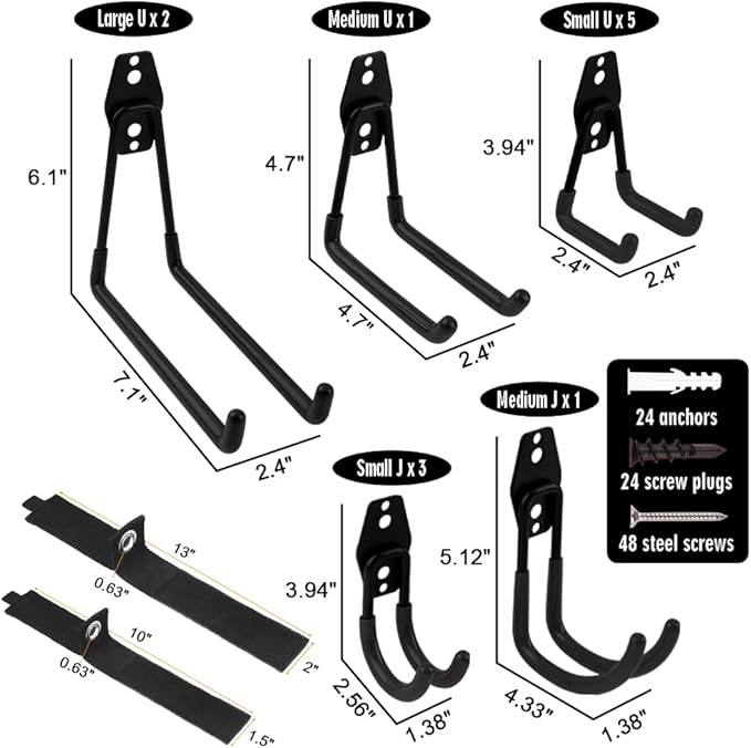 Garage Hooks Heavy Duty 14 Pack, Steel Garage Storage Hooks, Tool Hangers - Image 2
