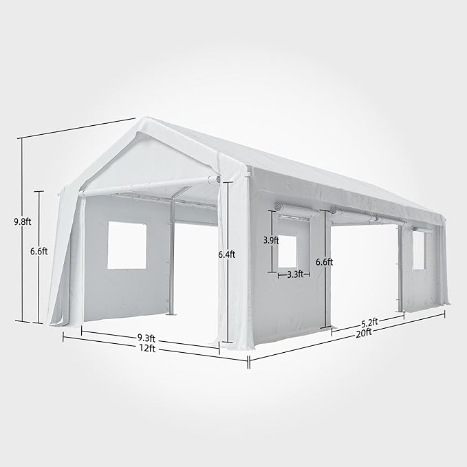 12x20ft Heavy Duty Carport Outdoor Canopy Portable Garage - Image 2