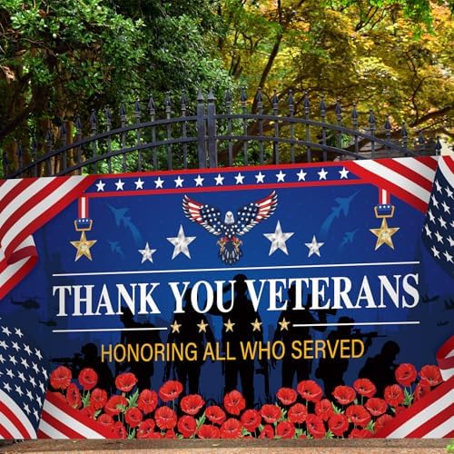 Preboun Thank You Veterans Day Garage Door Decoration 7 x 16 ft - Image 6