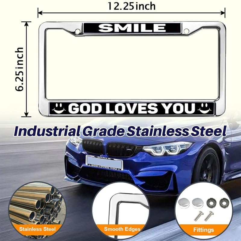 God Loves You License Plate Metal Frame God Christian Bible Black Car Chrome License Plate Frame