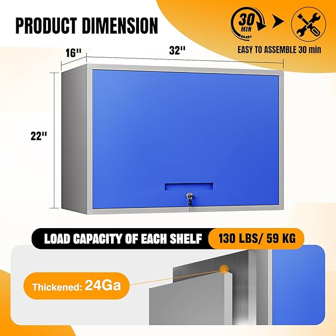 Metal Wall-Mounted Storage Cabinet Tool Chest - Image 3