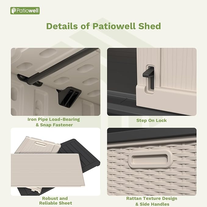 Patiowell Shelf of Plastic Outdoor Storage Cabinet, 26/50 Cu Ft Lockable - Image 6