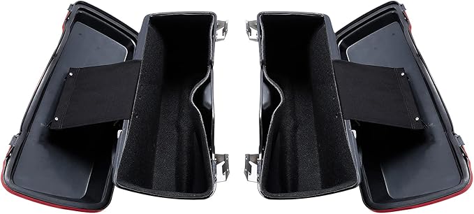 XFMT Motorcycle Red Hard Saddlebags Saddle Bags Trunk W/Lids & Chrome Latches - Image 7