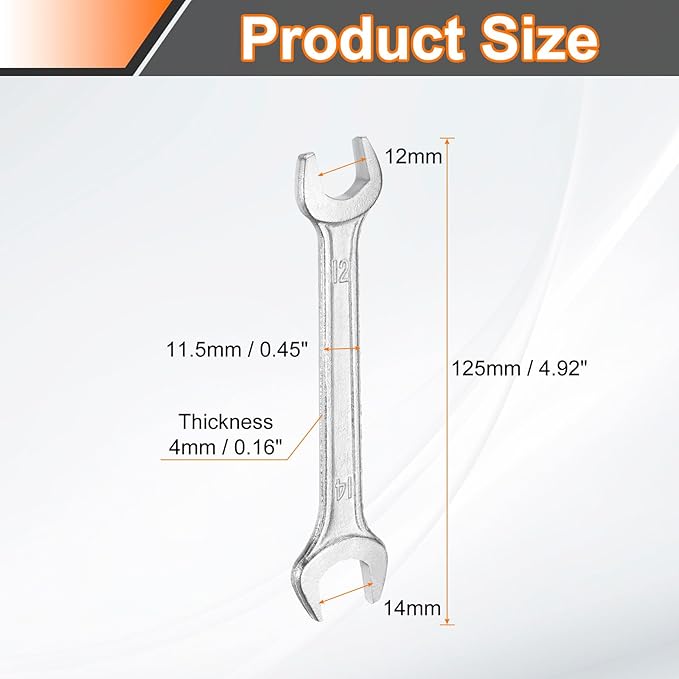 HARFINGTON 2pcs Double Open End Wrench 12mm x 14mm Metric 15 Degree Offset - Image 2