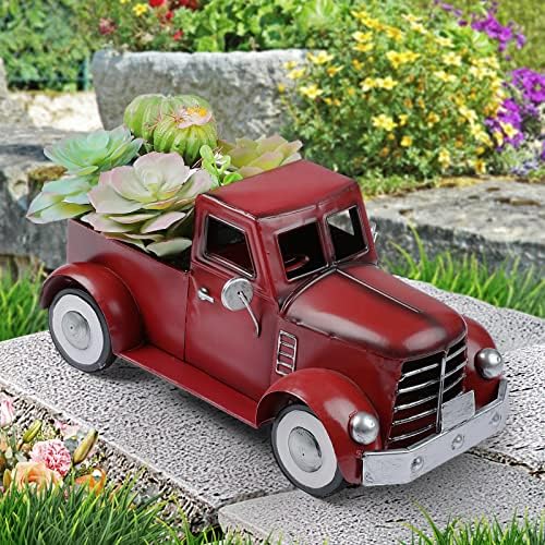 Red Truck Farmhouse Table Decor, Farm Metal Car Tabletop Ornament - Image 2