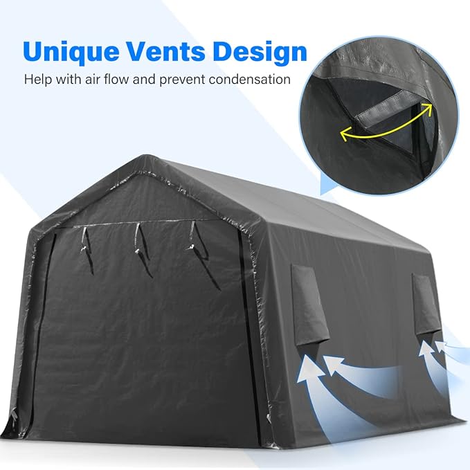 ADVANCE OUTDOOR 10x15 ft Shelter Storage Shed Steel Metal Peak Roof Portable - Image 2