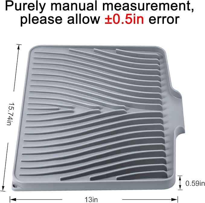 Silicone Dish Drying Mat for Kitchen Counter, Dish Drying Pad, Non-Slip Drain - Image 2