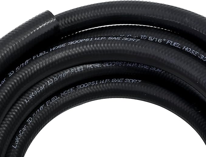 LokoCar 5/16" ID Fuel Hose Line Push Lock NBR Rubber SAE 30R7 300PSI 25ft Black - Image 2