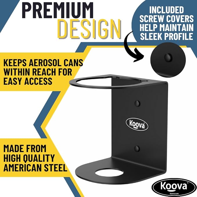 Koova Aerosol Spray Can Holder | Easy Install Wall Mount | Heavy-Duty Powder - Image 2