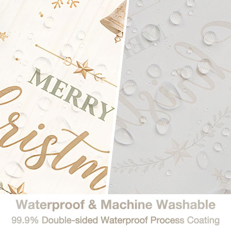 Farmhouse Christmas Shower Curtain, 72x78 Inch Waterproof Fabric - Image 3