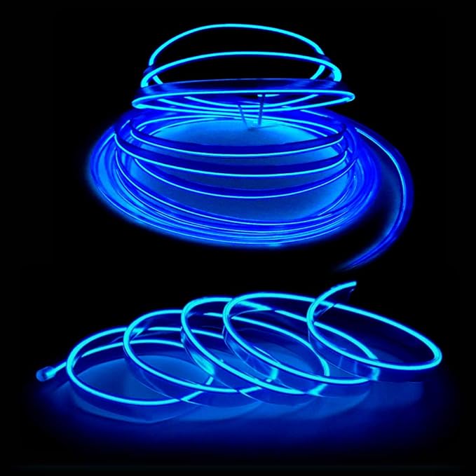 El Wire Blue Interior Car LED Strip Lights, 3M Neon Wire USB 5V - Image 3