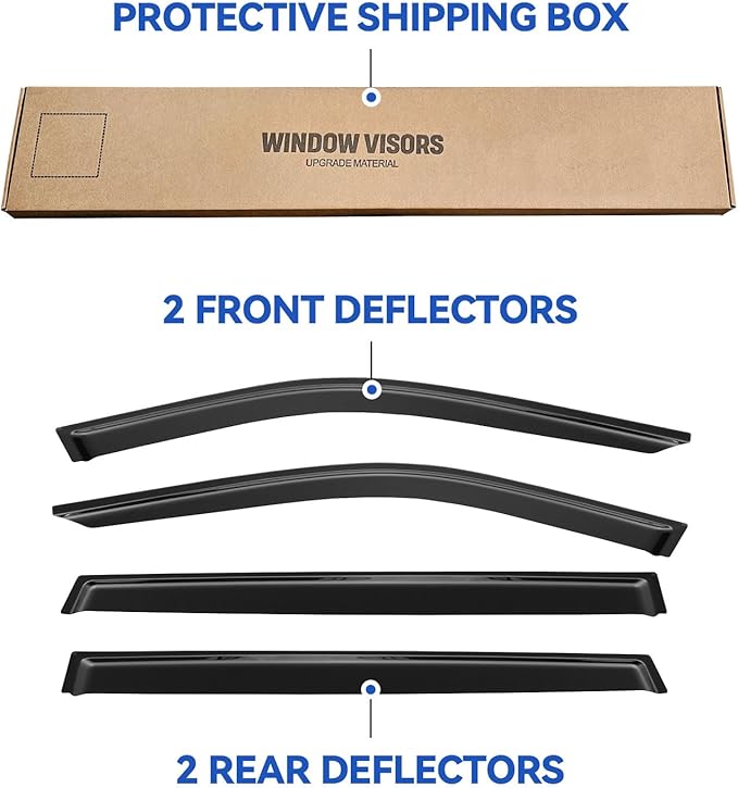 Window Visors Rain Guards for 2020-2025 Toyota Highlander, Out-Channel Window - Image 5