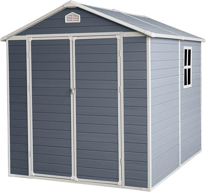 6x8 FT Outdoor Storage Shed, Resin Garden Shed - Image 9