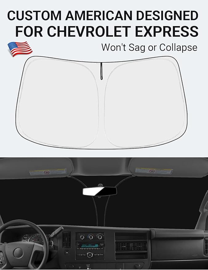 Proadsy for Chevrolet Express Cargo Van 1996-2024 2025 Windshield Sun Shade - Image 2