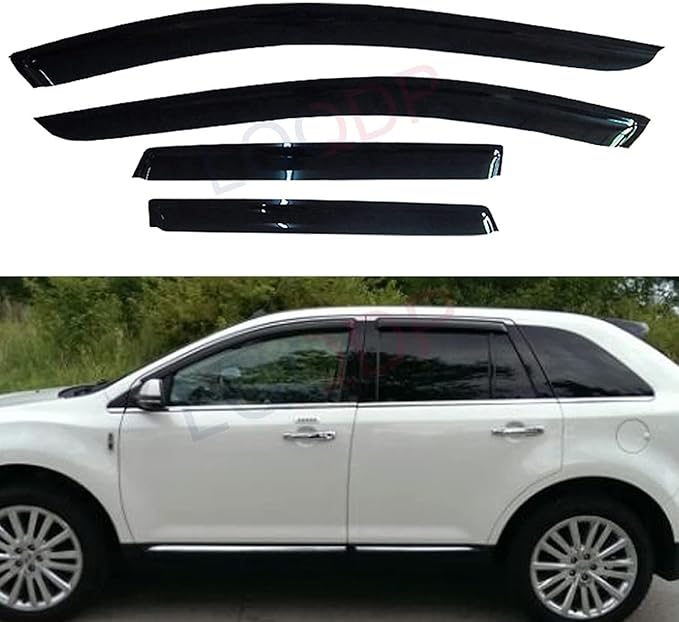 4pcs Front+Rear Smoke Sun/Rain Guard Outside Mount Tape-On Window Visors by LQQDP
