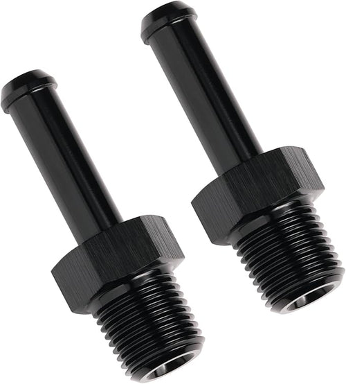 1/8 NPT Male to 1/4" Hose Barb Fitting Adapter Nipple Straight Aluminum Black by Podavelle
