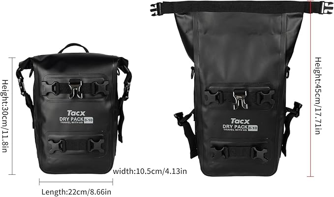 Motorcycle Tail Bag Front Bumper Bag, 10L Roll-top Waterproof Motor Saddle - Image 2