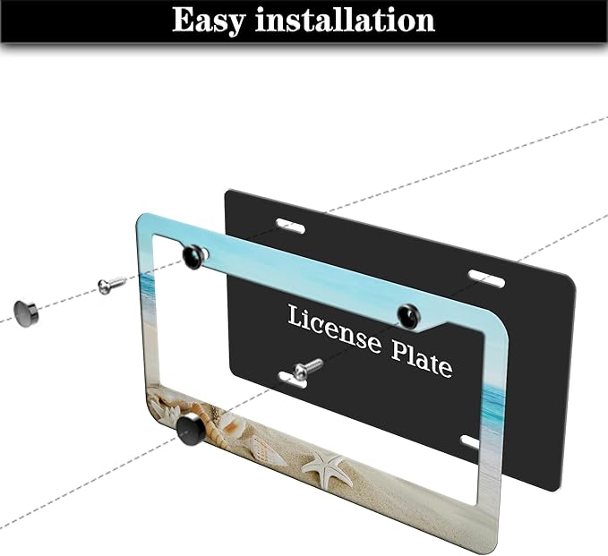 Front License Plate Bracket Multicolor License Plate Frames Beach Ocean - Image 7