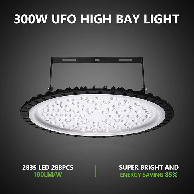 Viugreum 5 PACK 300W UFO LED High Bay Light, 30000LM 6500K Daylight White LED - Image 5