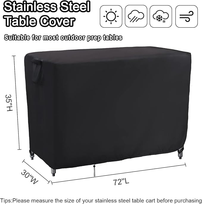 Kingling Outdoor Prep Table Covers, Waterproof Stainless Steel Table Cover - Image 3