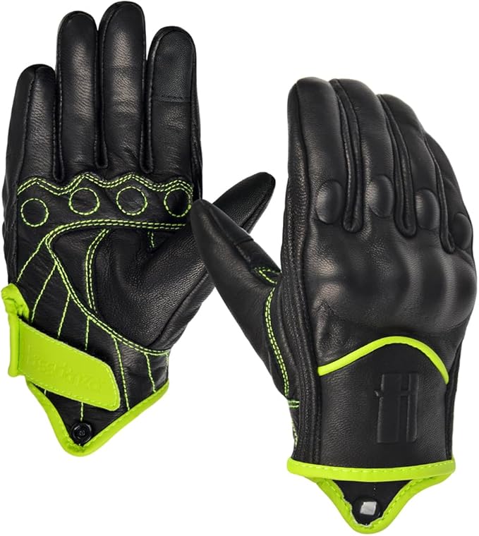 Harssidanzar Women's Motorcycle Gloves, Leather Motorcycle Gloves, Motorbike by Harssidanzar