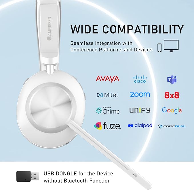 Wireless Headset with Mic for Work, Wireless Headset with USB Dongle & Charging - Image 6