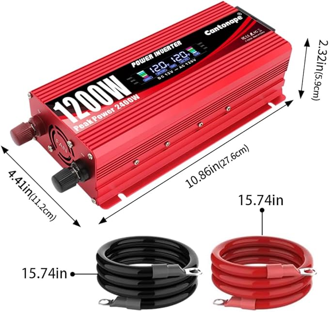 1200W/2400W Car Power Inverter DC 12V to 110V/120V AC Converter - Image 9