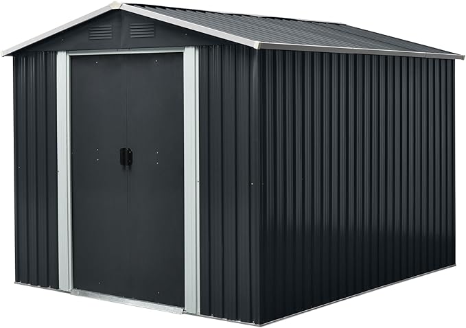 8x10 FT Outdoor Storage Shed, Metal Garden Shed - Image 8