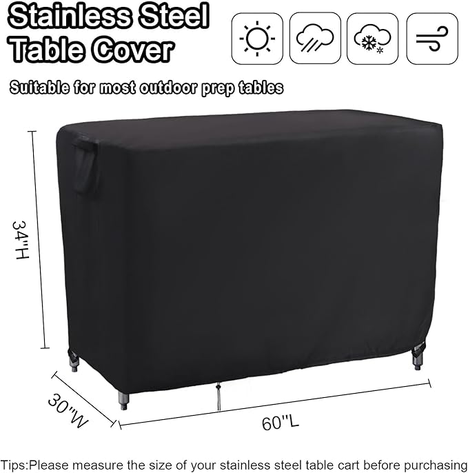 Kingling Outdoor Prep Table Covers, Waterproof Stainless Steel Table Cover - Image 2