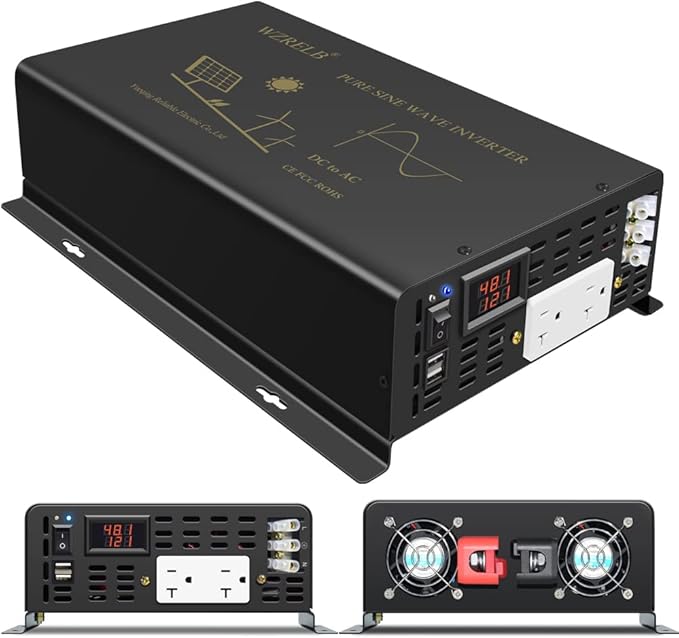 WZRELB 3000W Pure Sine Wave Power Inverter 48VDC to 120VAC 6000W Peak Dual AC - Image 3