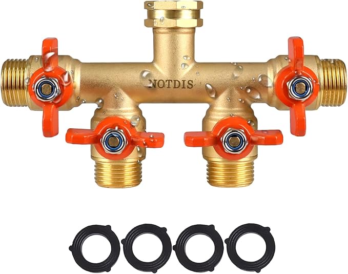4 Way Brass Hose Splitter Full Flow by Shopnow