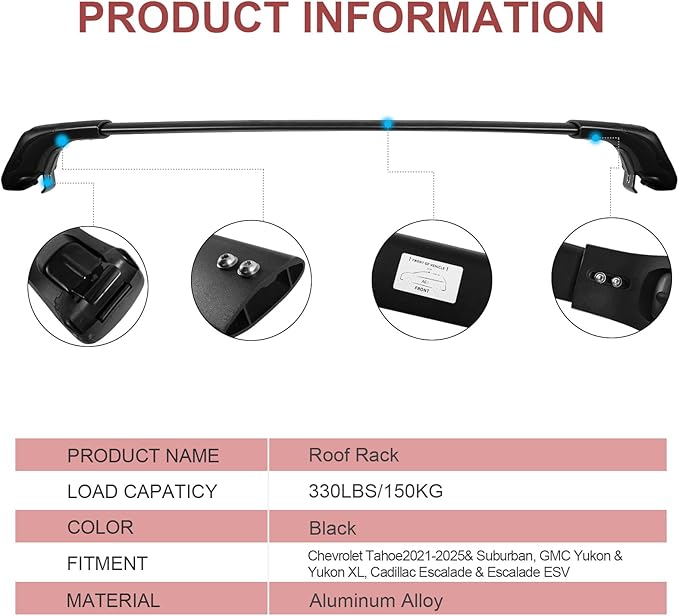 KINGGERI Lockable 330lbs Roof Rack Cross Bars Compatible - Image 8