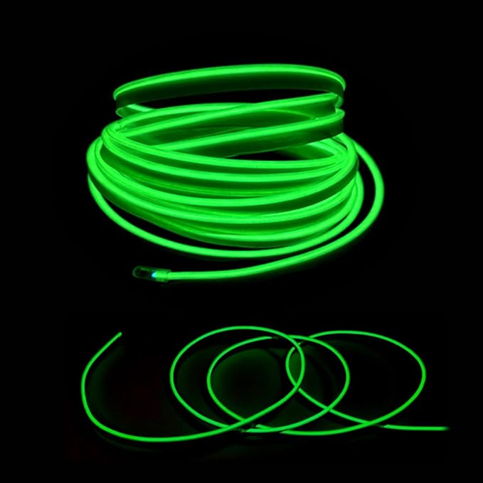 El Wire Green Interior Car LED Strip Lights, 3M Neon Wire USB 5V - Image 3