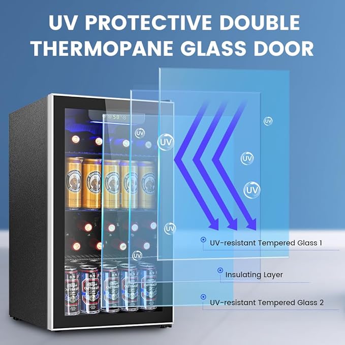 Mini Fridge 130 Can Beverage Refrigerator Cooler, 3.2 Cu.Ft Drink Fridge - Image 7