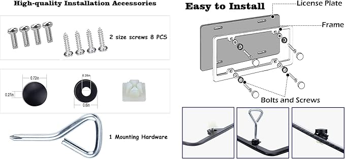 License Plate Frames, 2 Packs Front Rear Car Tags, Aluminum Alloy License Plate - Image 5