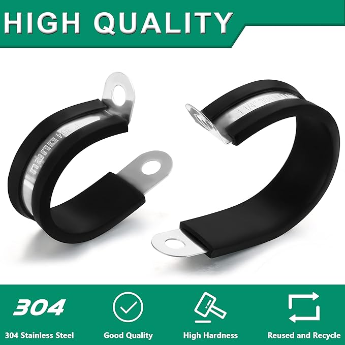 30pcs 1/4 Inch Stainless Steel Rubber Coated Cushioned Insulated Cable Clamps - Image 5