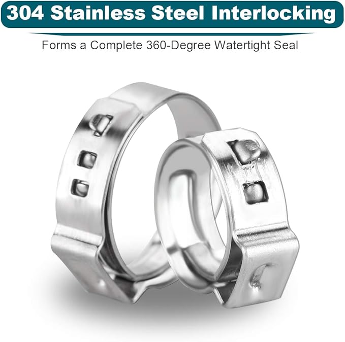 LOKMAN 50 Pack 3/4 Inch PEX Cinch Clamps, Stainless Steel Cinch Crimp Rings - Image 2