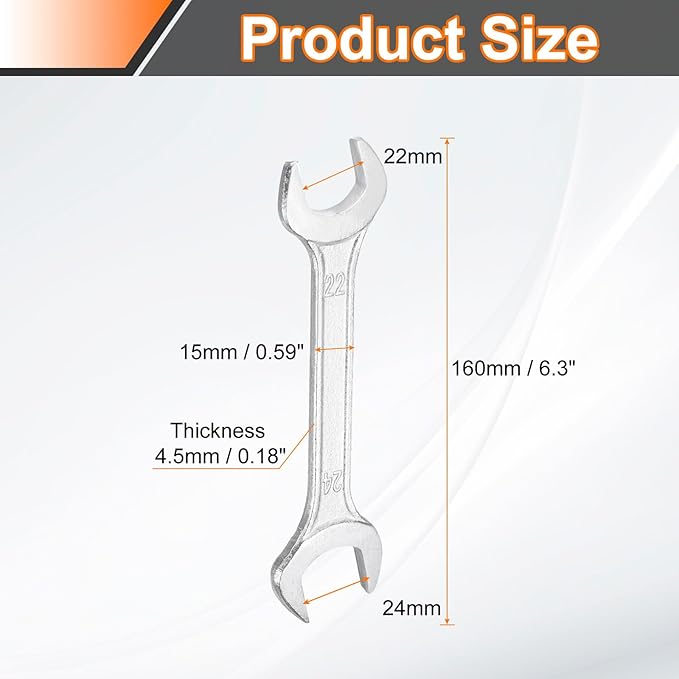 HARFINGTON Double Open End Wrench 22mm x 24mm Metric 15 Degree Offset Angle - Image 2