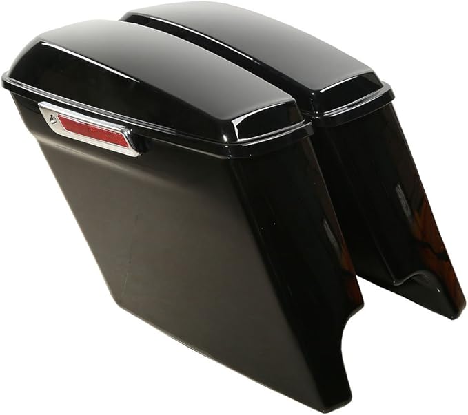 XFMT Vivid Black 5" Stretched Extended Saddlebags Hard Saddle Bags W/Black - Image 3