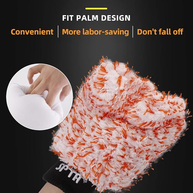 SPTA Microfiber Car Wash Mitt, Plush Fiber Cloth Material, Safe Washing - Image 5